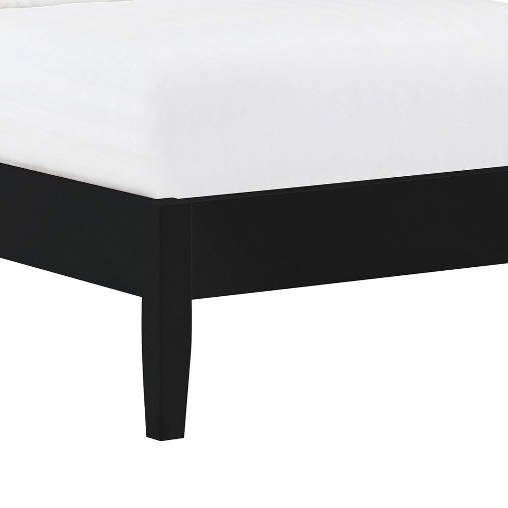 Cavi Twin Platform Bed Frame with Low Profile Tapered Legs Black Wood By Casagear Home