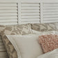 Ola Queen Panel Bed Shutter Style Headboard Molded Trim White and Brown By Casagear Home BM302842