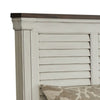 Ola King Panel Bed Shutter Style Headboard Molded Trim White and Brown By Casagear Home BM302843