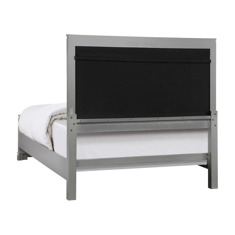 Axl Queen Size Bed Tufted Headboard Mirror Trim Silver Velvet Upholstery By Casagear Home BM302854