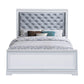 Axl Foam King Bed Tufted Headboard Silver Velvet Upholstery White Frame By Casagear Home BM302858