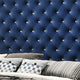 Giya Wingback Queen Bed Tufted Headboard Pacific Blue Velvet Upholstery