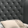 Giya Wingback Queen Bed Tufted Headboard Nailed Gray Velvet Upholstery