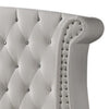 Dini Wingback Queen Bed Crystal Button Tufting White Velvet Upholstery By Casagear Home