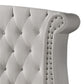 Dini Wingback Queen Bed Crystal Button Tufting White Velvet Upholstery By Casagear Home BM302873