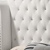 Dini Wingback Queen Bed Crystal Button Tufting White Velvet Upholstery By Casagear Home