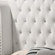 Dini Wingback Queen Bed Crystal Button Tufting White Velvet Upholstery By Casagear Home