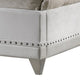 Dini Wingback Queen Bed Crystal Button Tufting White Velvet Upholstery By Casagear Home