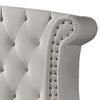 Dini Wingback King Bed Crystal Button Tufting White Velvet Upholstery By Casagear Home