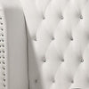 Dini Wingback King Bed Crystal Button Tufting White Velvet Upholstery By Casagear Home
