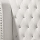 Dini Wingback King Bed Crystal Button Tufting White Velvet Upholstery By Casagear Home