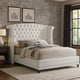 Dini California King Bed, Crystal Button Tufting, White Velvet Upholstery