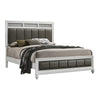 Dini Queen Panel Bed, Glitter Headboard, Channeled Metallic Gray Upholstery