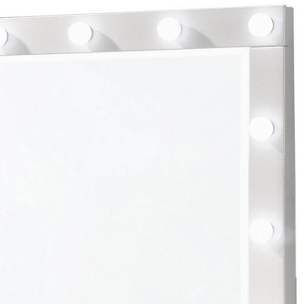 Sok 60 Inch 9 Drawer Vanity Desk with LED Lighted Mirror Glossy White Wood BM302881
