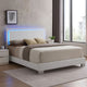Sok Queen Panel Bed with LED Headboard, Low Profile Footboard, Glossy White