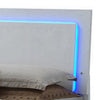 Sok King Panel Bed with LED Headboard Low Profile Footboard Glossy White BM302898