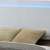 Sok King Panel Bed with LED Headboard Low Profile Footboard Glossy White BM302898