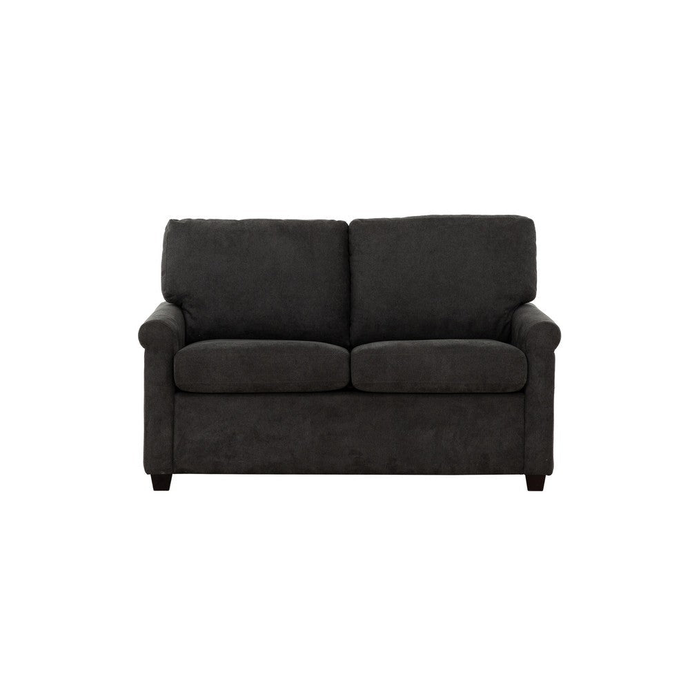 54 Inch Plush Convertible Sofa Bed with Rolled Arms USB Ports Dark Gray BM302905