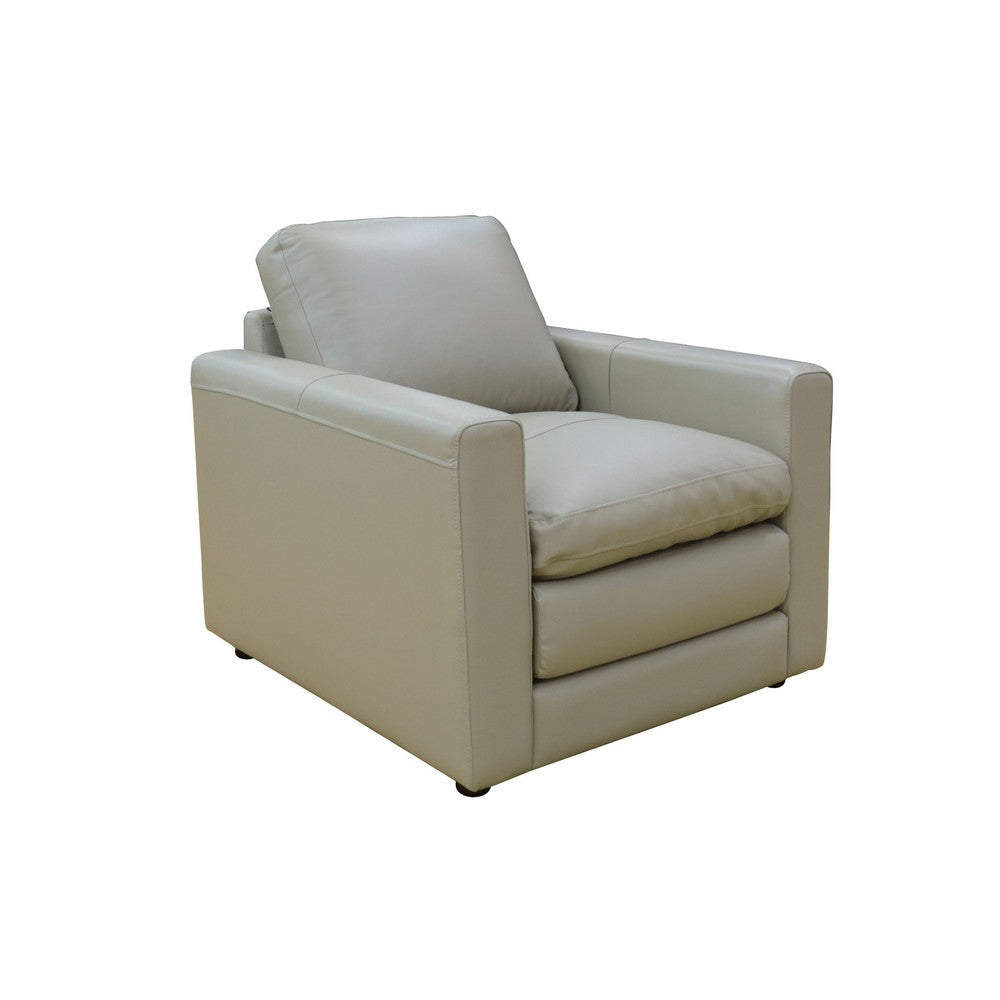 Zeen 39 Inch Modern Armchair with Cushioned Seats, Taupe Faux Leather