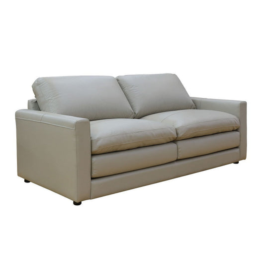 Zeen 81 Inch Modern Sofa, Cushioned Seats, Taupe Faux Leather Upholstery