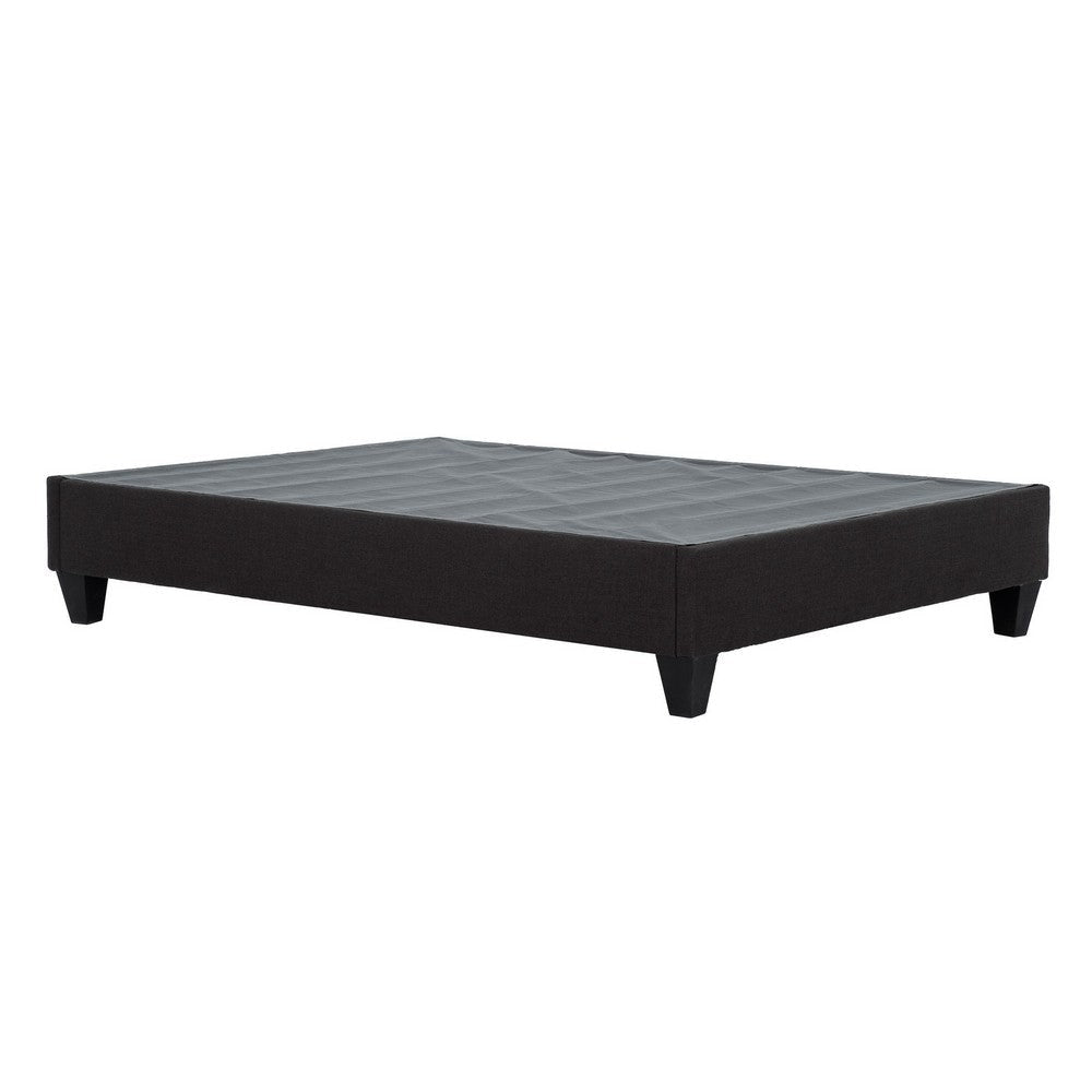 Twin Size Platform Bed Frame, Low Profile. Dark Gray Upholstery