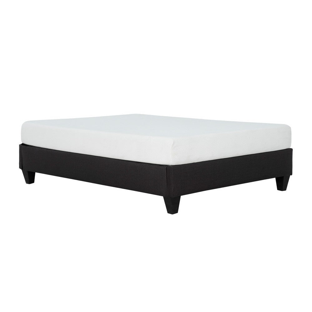 Twin Size Platform Bed Frame Low Profile. Dark Gray Upholstery BM302927