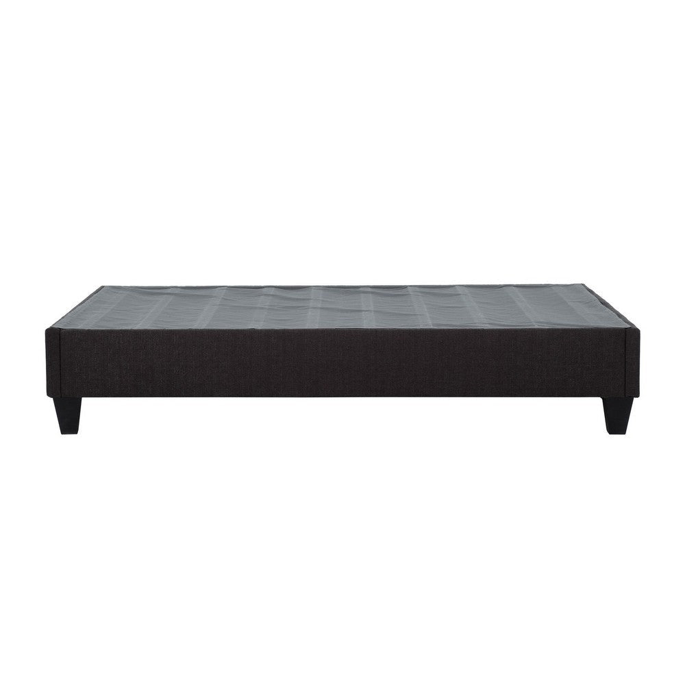 Twin Size Platform Bed Frame Low Profile. Dark Gray Upholstery BM302927