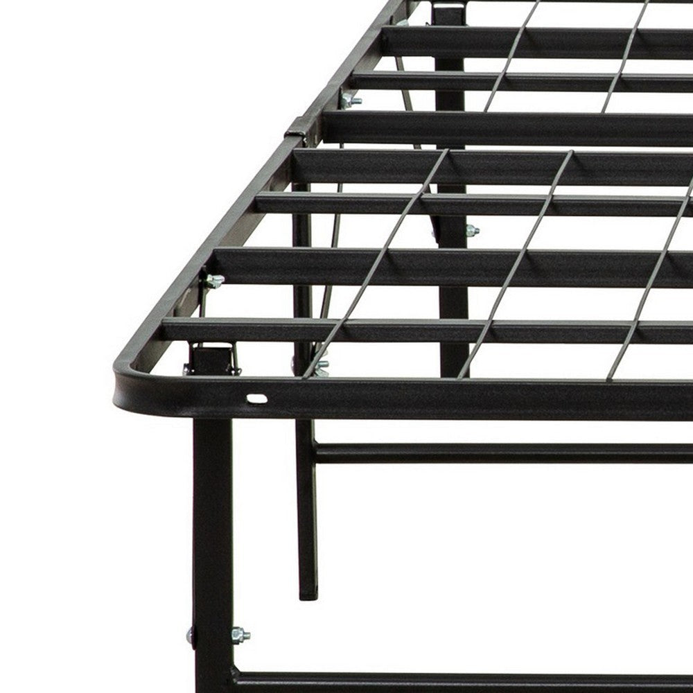 Full Size Bed Frame Foundadtion Metal Base Under Bed Storage Space Black BM302934