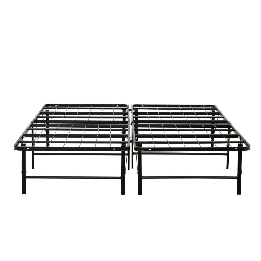 Full Size Bed Frame Foundadtion, Metal Base, Under Bed Storage Space, Black