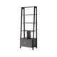 70 Inch Ladder Bookcase with Double Door Cabinet, 3 Shelves, Gray, Black By Casagear Home