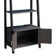 70 Inch Ladder Bookcase with Double Door Cabinet, 3 Shelves, Gray, Black By Casagear Home