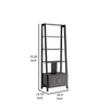70 Inch Ladder Bookcase with Double Door Cabinet, 3 Shelves, Gray, Black By Casagear Home