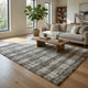 Okia 8 x 10 Large Handwoven Area Rug, Distressed Wool Stripes, Green, Brown By Casagear Home