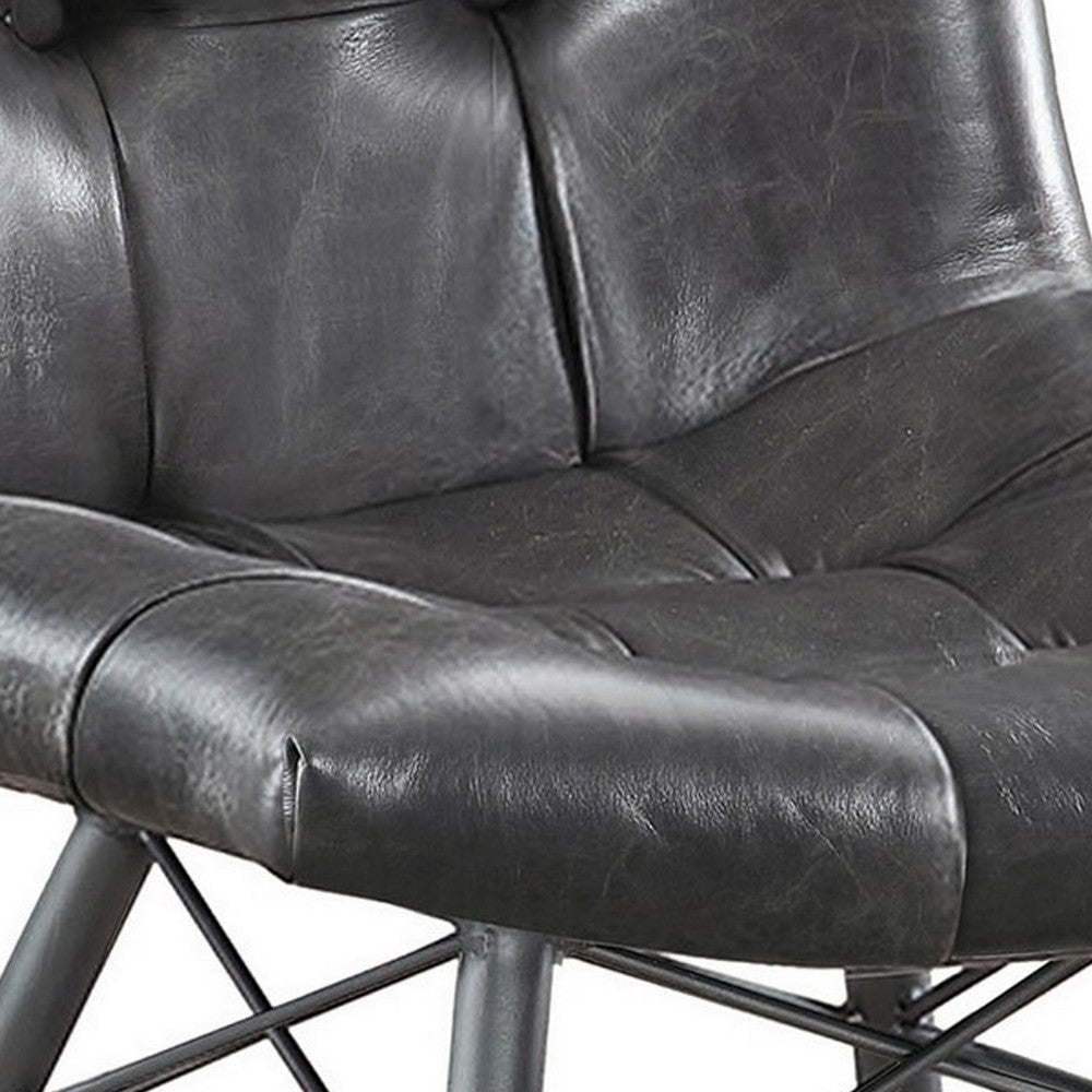 20 Inch Dining Chair with Button Tufted Backrest Set of 4 Crossed Braces BM303126