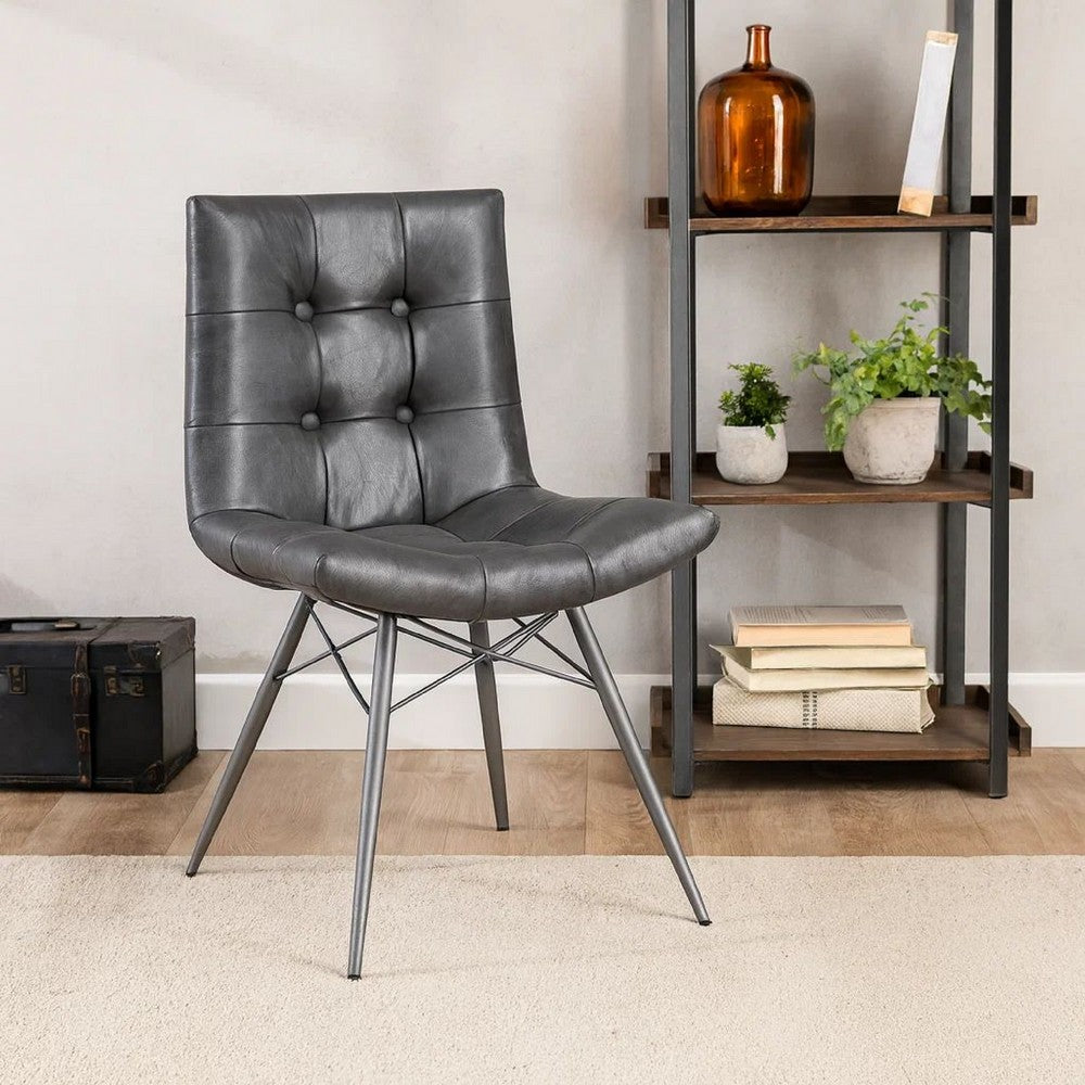 20 Inch Dining Chair with Button Tufted Backrest, Set of 4, Crossed Braces