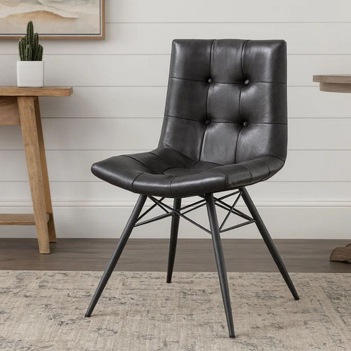 20 Inch Dining Chair with Button Tufted Backrest, Set of 4, Crossed Braces