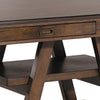 60 Inch Counter Height Dining Table, 2 Drawers, A Frame, Walnut Brown