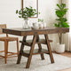 60 Inch Counter Height Dining Table, 2 Drawers, A Frame, Walnut Brown