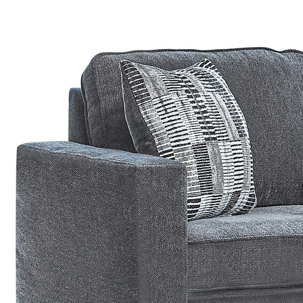 Two Piece Sectional Sofa Reversible Chaise Gray Chenille Upholstery BM303136