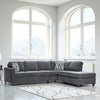 Two Piece Sectional Sofa, Reversible Chaise, Gray Chenille Upholstery