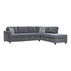 Two Piece Sectional Sofa, Reversible Chaise, Gray Chenille Upholstery