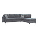 Two Piece Sectional Sofa, Reversible Chaise, Gray Chenille Upholstery