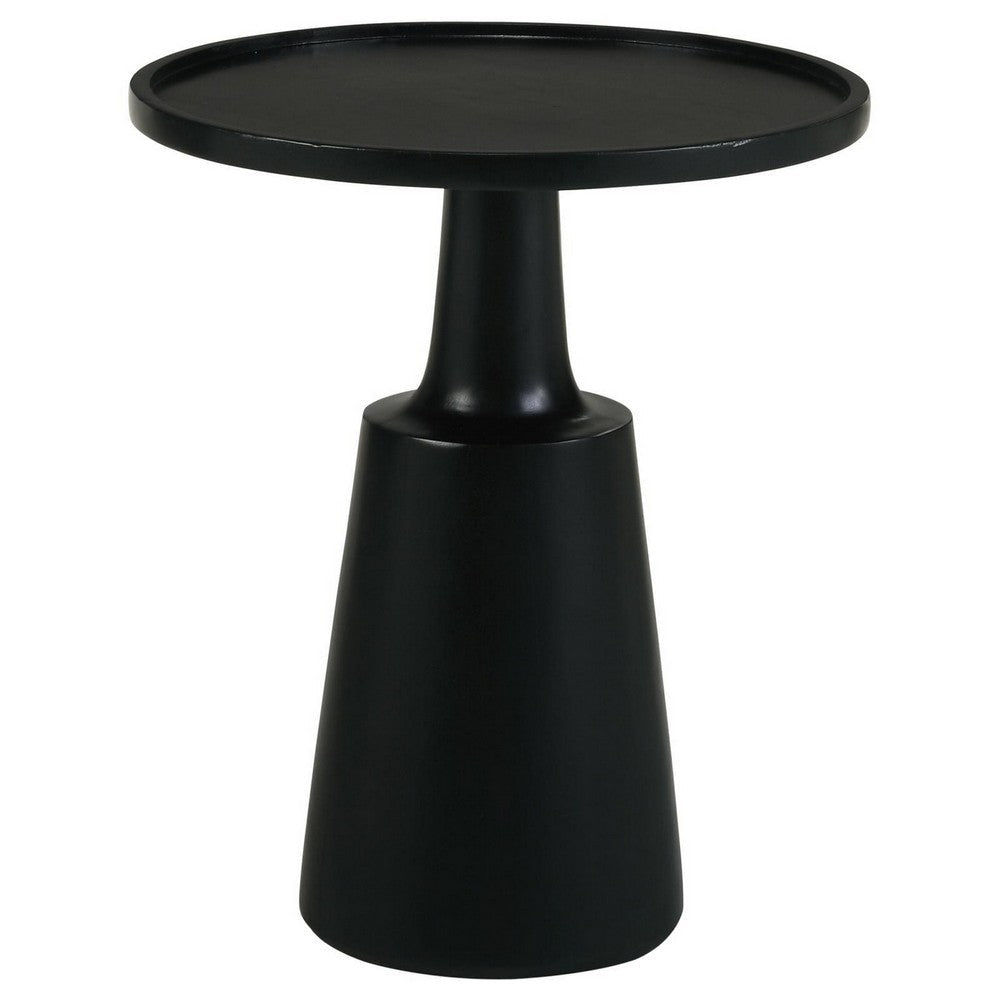 Coch 24 Inch Artisan Accent Table with Round Tabletop Tapered Base Black BM303143