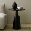 Coch 24 Inch Artisan Accent Table with Round Tabletop, Tapered Base, Black
