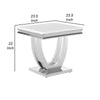 Kas 24 Inch Square End Table White Stone Top Polished Chrome Flush Base By Casagear Home BM303144