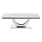 Kas 51 Inch Rectangular Coffee Table White Stone Top Polished Chrome Base By Casagear Home BM303145