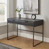 Fiva 47 Inch 2 Drawer Desk, Embossed Geometric Patterns, Smoke Gray Wood By Casagear Home