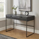 Fiva 47 Inch 2 Drawer Desk, Embossed Geometric Patterns, Smoke Gray Wood By Casagear Home