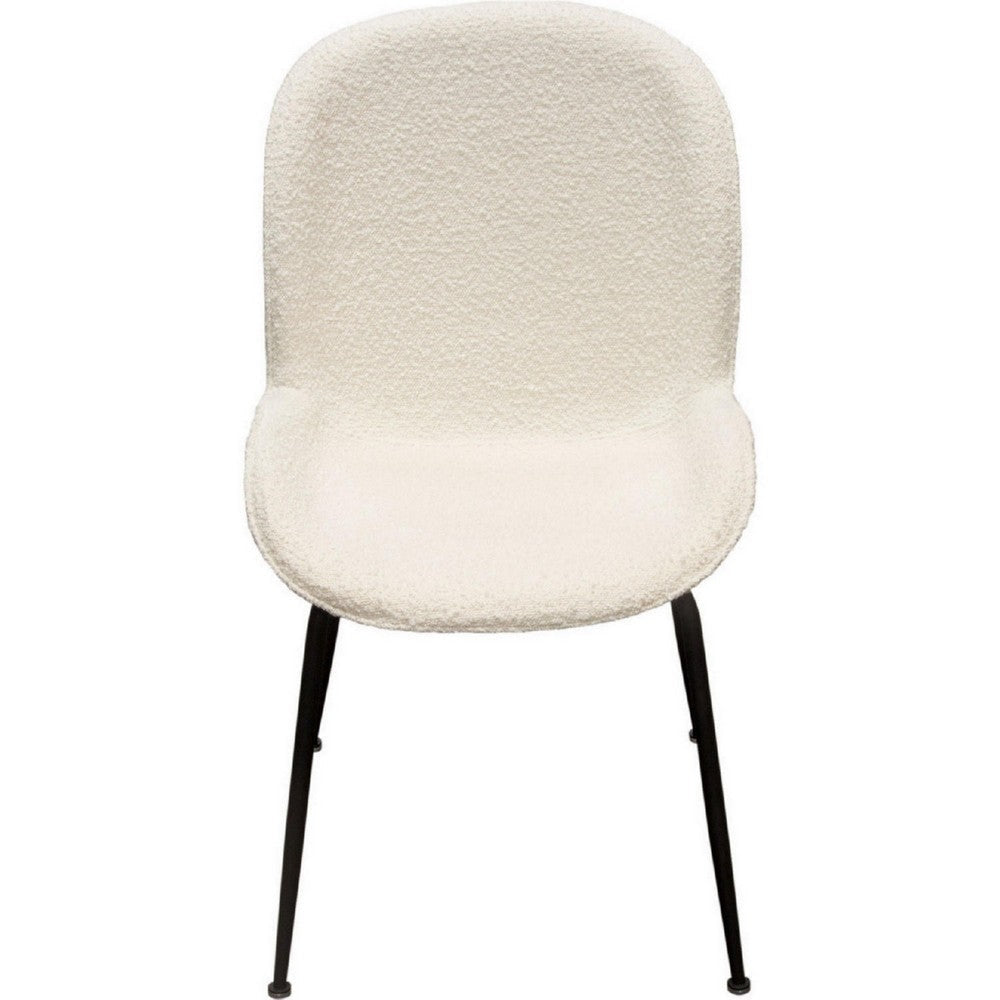 21 Inch Dining Chairs Set of 2 Black Metal Legs Ivory Boucle Upholstery By Casagear Home BM303188