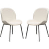 21 Inch Dining Chairs Set of 2 Black Metal Legs Ivory Boucle Upholstery By Casagear Home BM303188